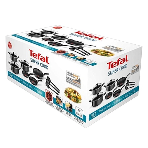 Tefal B459SC84 Super Cook Nonstick Kitchen Kit  12 Pieces Black