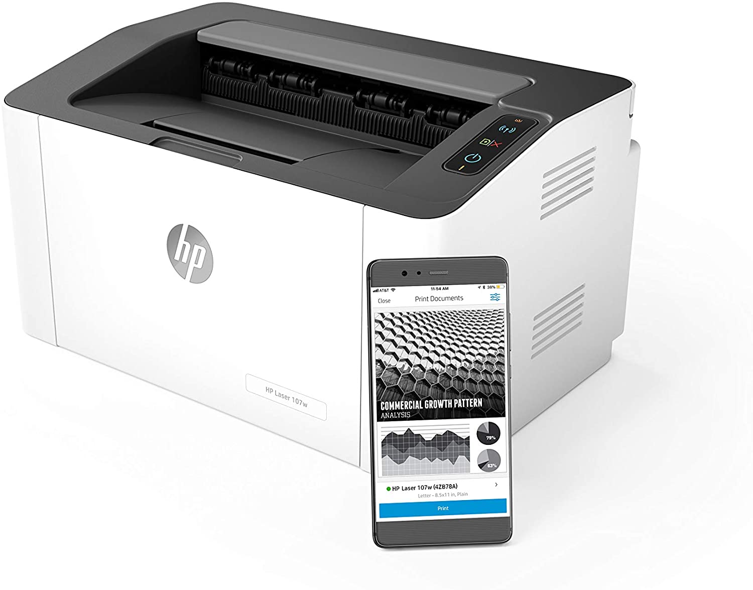 HP Laser 107W Wireless Office Printer - White