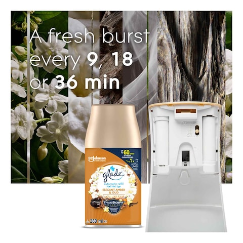 Glade Automatic Spray Holder With Elegant Amber &amp; Oud Air Freshener 269ml