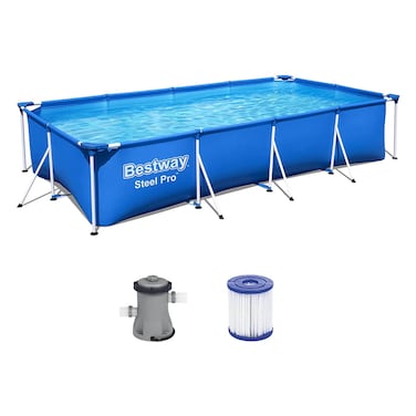 Bestway Steel Pro Power Pro Rectangular Frame Pool Blue 400x211x81cm