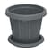 Cosmoplast Cedargrain Flower Pot With Tray Dark Grey 10inch