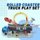 Fitto Convertible roller coaster truck, rollercoaster race toy play set, With Mini racing cars and helicopter Vehicle for Kid Child Boy for 3 4 5 6 Year Old Boys Girls Best Toys Blue