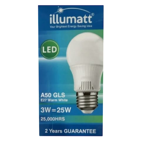 illuminate E27 GLS LED Bulb 3W Warm White 1 Piece