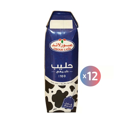 عبور لاند حليب كامل الدسم - 1 لتر - 12 عبوة
