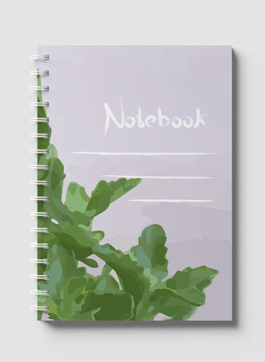 Lowha Spiral Notebook With 60 Sheets And Hard Paper Covers With Eco Style Leaves Design, For Jotting Notes And Reminders, For Work, University, School