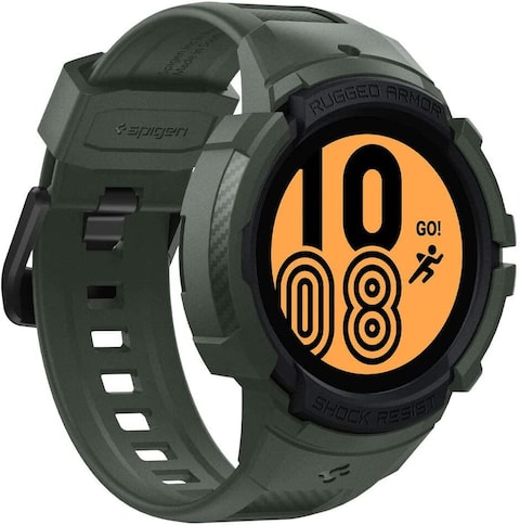 Spigen Rugged Armor PRO designed for Samsung Galaxy Watch 4 Case with Band 44mm (2021) - Military Green