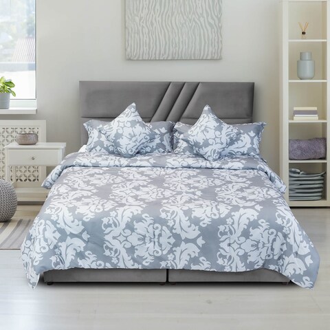 إن هاوس غرناطة هيكل سرير منجد بالمخمل - نفر ونص - 200×140 سم - رمادي