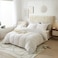 Luna Home Washable Cotton 6 Piece King Size Duvet Cover Plain Design, Plain Off White