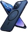 TORRAS Magnetic Shockproof For iPhone 15 Pro Case, 18N Strong Magnetic, 12 FT Military-Grade Protection, MagSafe, Protective Translucent Matte Slim Case, Guardian Magnetic Series, Blue Titanium
