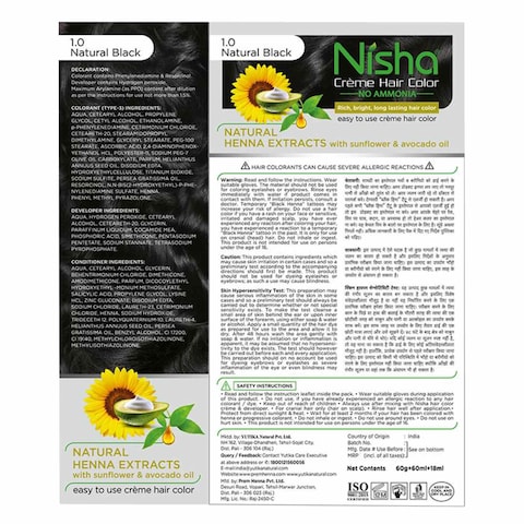 NISHA HAIR COLOR NAT BLACK 1 138ML