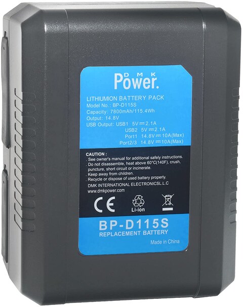 DMK Power BP-D115S 14.8V 7800MAH 115WH Lithium-ion V MOUNT V LOCK BATTERY WITH D-TAP &amp; USB OUTPUT for Broadcast Video Camcorder, Made for Sony HDCAM, XDCAM, Digital Cinema Cameras and Other Camcorders