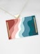 Lowha Decorative Acrylic Serving Tray With Gold Metal Handles And Colorful Painted Waves Design 20x30 cm