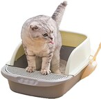 اشتري Cat Litter Box With Round Edges, Semi-Enclosed Open Top Cat Litter Box With Cat Litter Scoop，Cat Sandbox ,Cat Toilet,Suitable for All Kinds of Cat Litter(Large) في الامارات