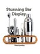 9-Piece Bartender Cocktail Shaker Set With Stand Silver/Brown