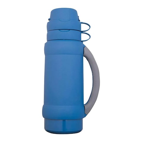Thermos Premier Glass Vaccum Flask - 1 Liter - Gentian Blue
