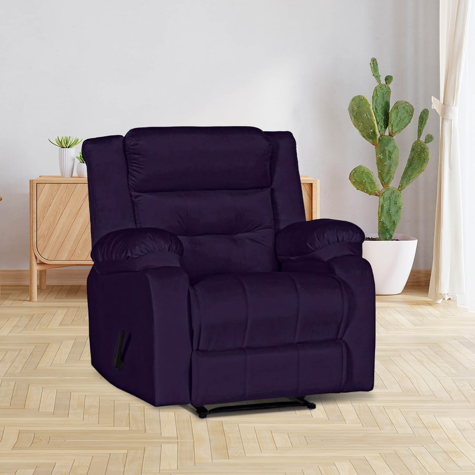 Buy In House Velvet Rocking & Rotating Recliner Chair - Dark Purple ...