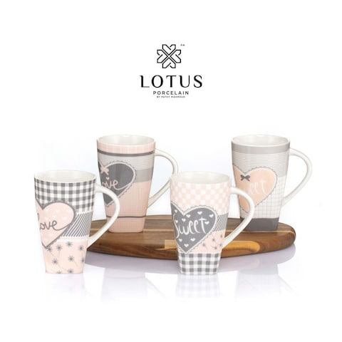 Lotus 1032 Domino Porcelain Mug - 4 Piece