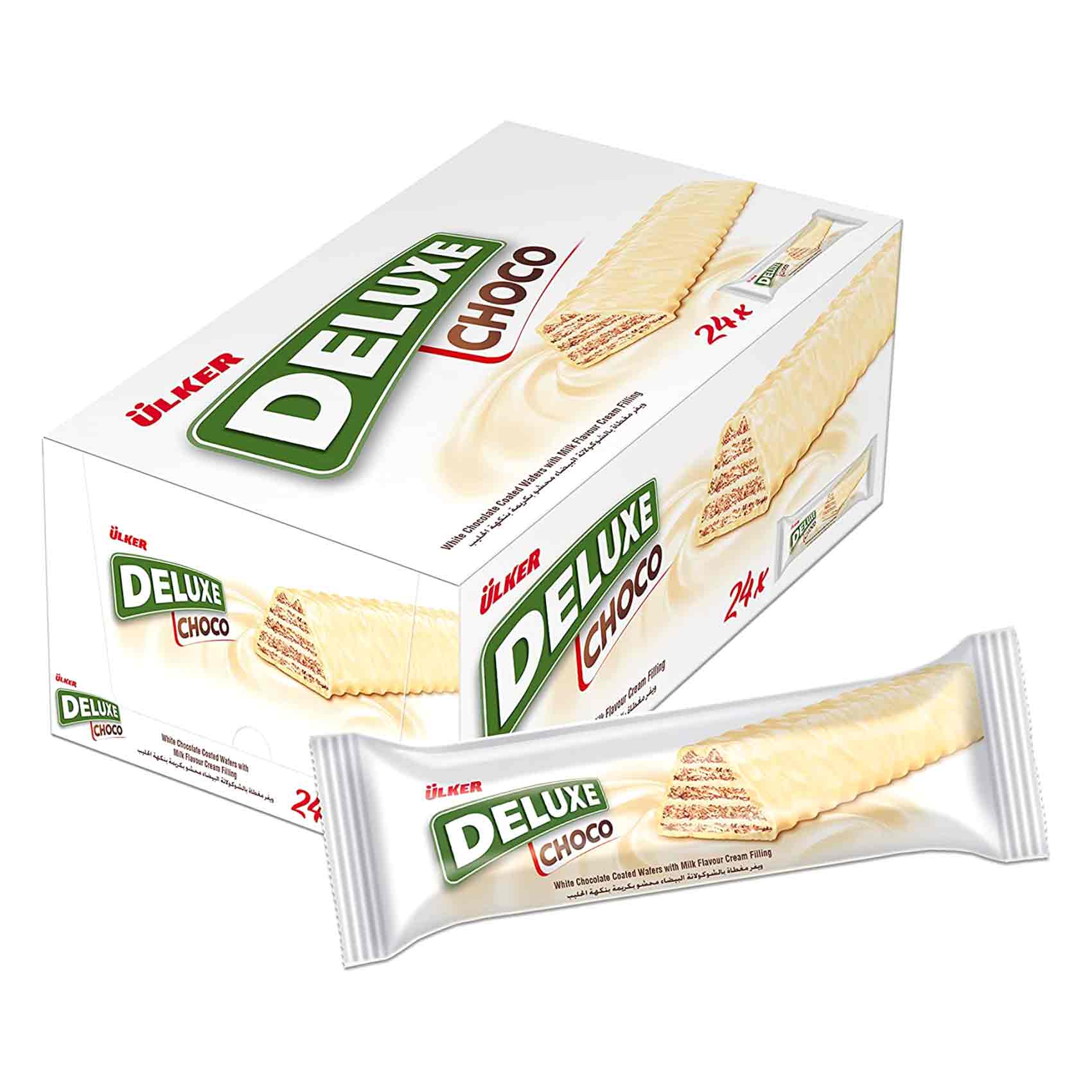 Ulker Wafer Deluxe Choco White Chocolate With Milk Cream 28 Gram 24 Pieces product thumbnail 2
