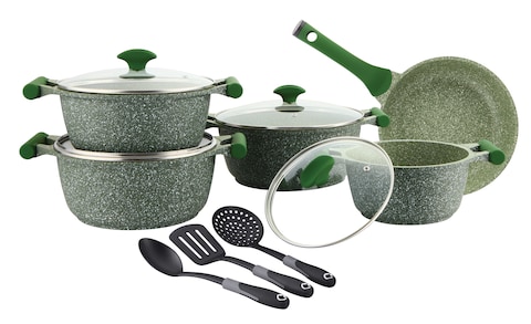 Prestige Essentials 12 pc set Green Granite Non-Stick Aluminium