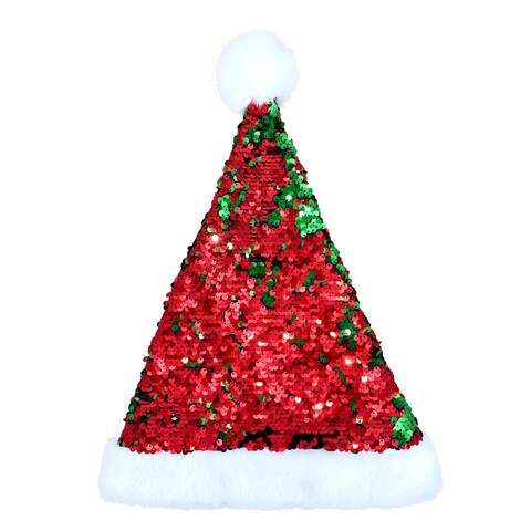 Reversible Sequins Santa Hat Red&amp;Green