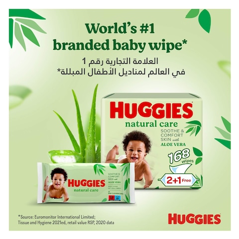 Huggies Natural Baby Wipes, Aloe Vera Wipes, 1 Pack x 56 Wipes