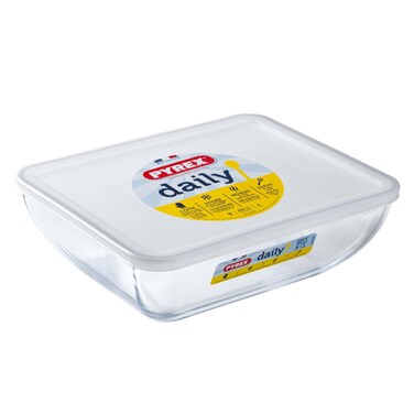 Pyrex Daily Rectangular Roaster Dish With Lid 1.3L