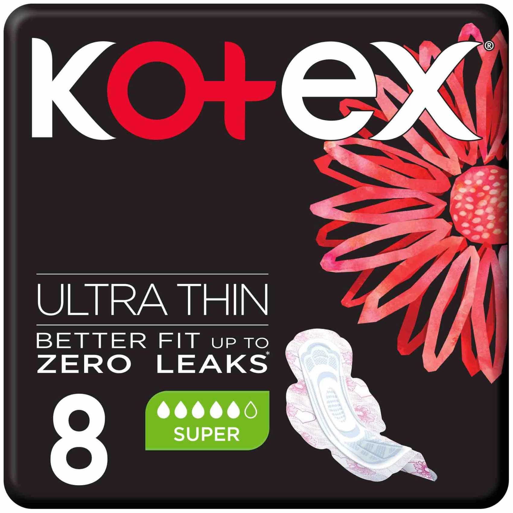 Kotex Ultra Thin Pads Super Size Sanitary Pads with Wings 8 Sanitary Pads