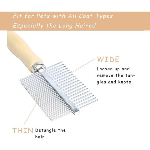 Petbroo Steel Comb With Wooden Handle 17x5cm