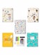 Lowha Set Of 5 Spiral Notebooks For School, 60 Sheets With Hard Paper Covers For Arabic, English, Math With A Set Of School Supplies