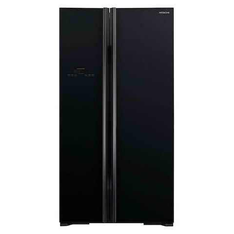 Hitachi 595L Net Capacity Side By Side 2 Door Inverter Series Refrigerator Glass Black- RS700PUK0GBK