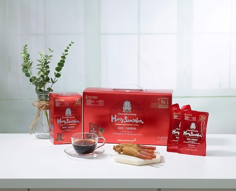 Cheongkwanjang Hong Sam Won, Korean Red Ginseng Drink, Caffeine, Free Energizing Wellness Drink, Set Of 3 Boxes, 10 Pouches Per Box, 1500ml
