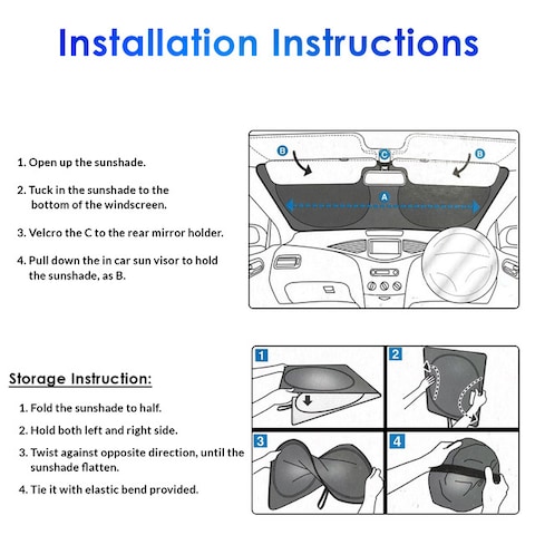 Beige Windshield Sunshade for Car - UV Protection and Heat Shield