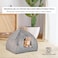 Triangle cat bed, a Self-warming indoor cat cave with the removable cushioned pillow, 2 in 1 foldable cat bed for kitten and small dogs, Easy to clean 50 cm (Grey)
