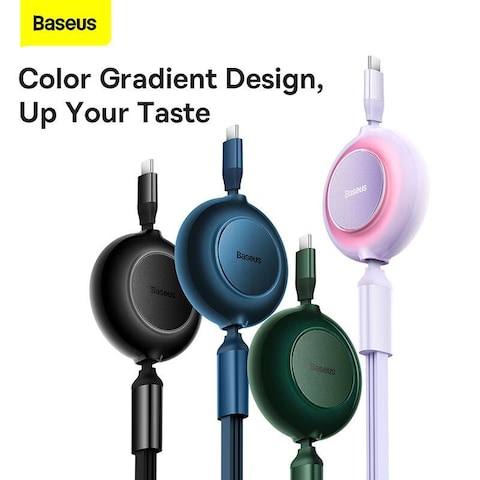 Baseus Bright Mirror 2 Series Fast Charging Cable,100W 1.2M 3 in 1 Retractable Type-C Charging Cable with Lightning/Type C/Micro Port, for iPhone 15 14/13/12, Samsung Galaxy S24/S23, Huawei, OnePlus