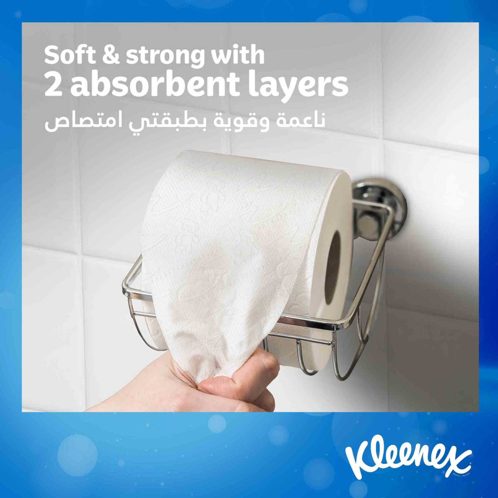 Kleenex Dry Soft Toilet Tissue Paper 2 Ply 12 Rolls x 200 Sheets Embossed Bathroom Tissue With A Touch Of Cotton