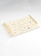 Lowha Decorative Acrylic Serving Tray With Gold Metal Handles And Terrazzo Pattern Design 20x30 cm