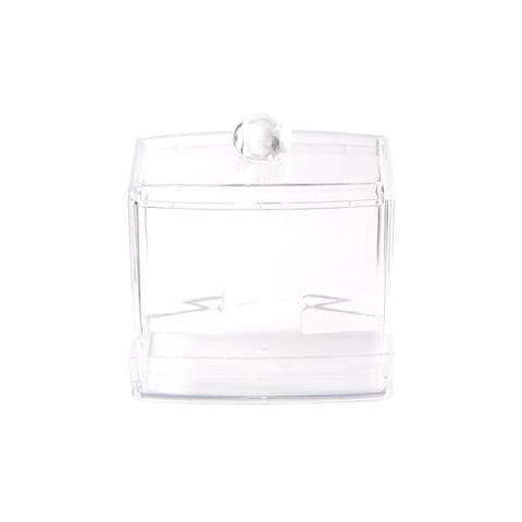 Generic-New Acrylic Cotton Swabs Storage Holder Box Transparent Makeup Case Cosmetic Container