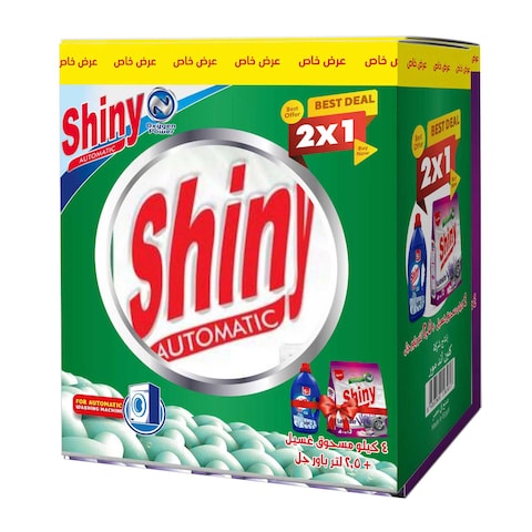 Shiny Detergent Powder - 4 kg + Power Gel with Lavender - 2.5 Liters