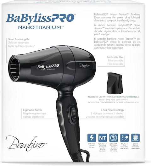 Babyliss Pro Nano Titanium Bambino Compact Dryer, 1 Count (Pack Of 1)