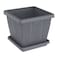 كوزموبلاست سيدارغرين إناء للزرع مربع مع صينية - رمادي غامق 30 لتر