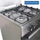 Nobel 60 x 60 Gas Cooker, 4 Gas Burner, Gas Oven &amp; Gas Grill, 6 Knob Control, Manual Button Ignition, Stainless Steel Lid, Heavy Cast Iron Pan Support, Made In Turkey - NGC6062 Silver
