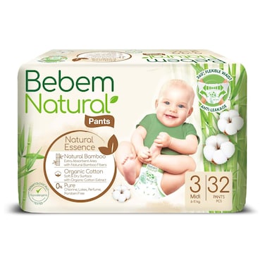 Bebem Natural Midi Baby Diapers Pants - 32 Pieces
