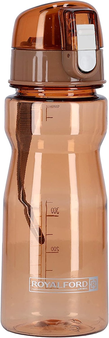 Royalford 550 ml Water Bottle With Volume Marker - Portable Bpa Free &amp; Frosted Polymer Plastic, Fast Flow &amp; Leak Proof Flip Lid With Carry Loop, Rf5225Cof