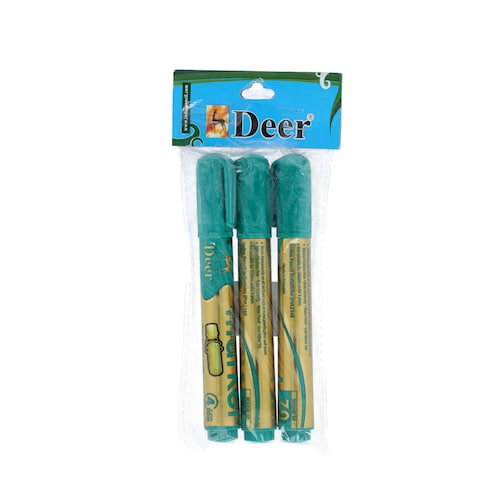 Deer Permanent Marker Refillable 70 Green 3 Pcs