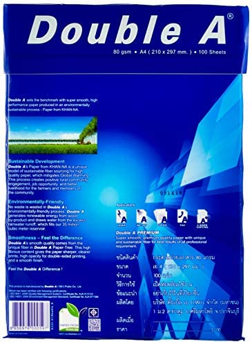 Double A  Printer Copy Paper Size A4 GSM 80 100 Pages Ream