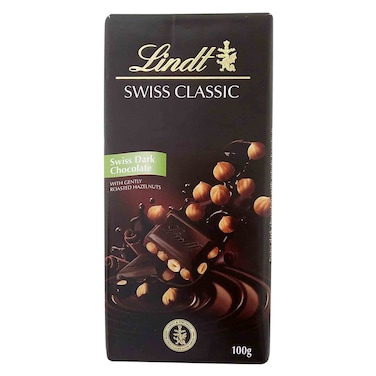 Lindt Swiss Classic Roasted Hazelnuts Dark Chocolate 100g