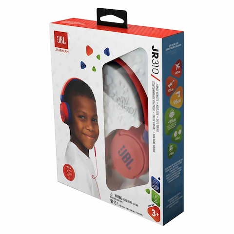 JBL JR310 Wired Headphone Volume Control Over-Ear For Kids Red