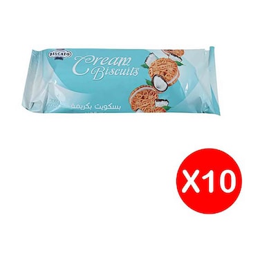 بيسكاتو بسكويت محشو بكريمة جوز الهند - 8 قطع - عبوة من 10