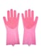 Generic Silicone Dish Washing Scrubber Gloves Rose