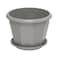 Cosmoplast Hexagonal Flower Pot With Tray Grey 20cm